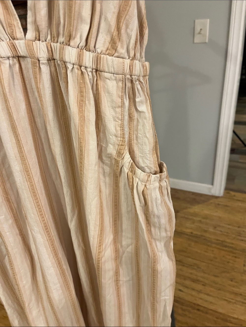 Cider Striped Cream Tie-Shoulder Jumpsuit - Picture 4 of 6
